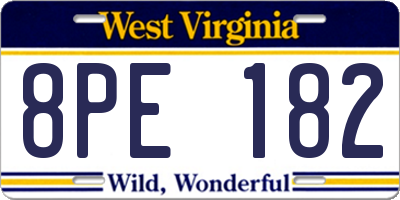 WV license plate 8PE182