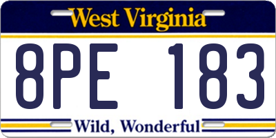 WV license plate 8PE183