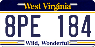 WV license plate 8PE184