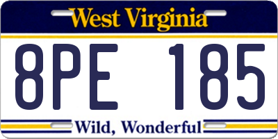 WV license plate 8PE185