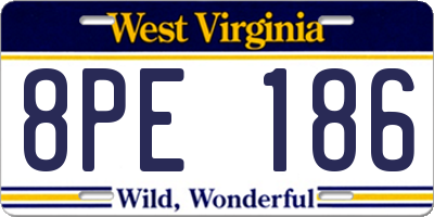 WV license plate 8PE186