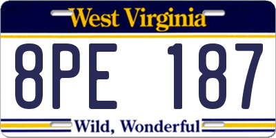 WV license plate 8PE187