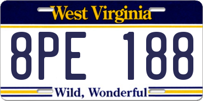 WV license plate 8PE188