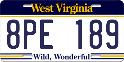 WV license plate 8PE189