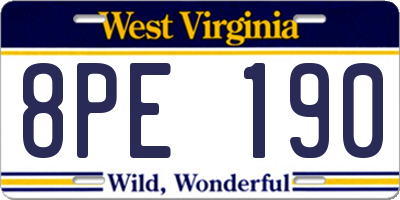 WV license plate 8PE190