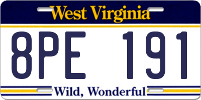 WV license plate 8PE191