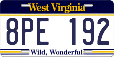 WV license plate 8PE192