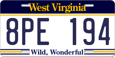 WV license plate 8PE194