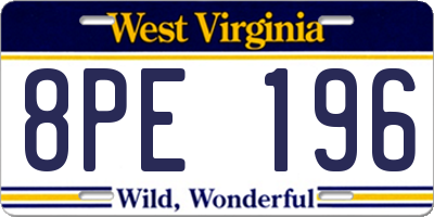 WV license plate 8PE196