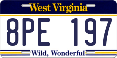 WV license plate 8PE197