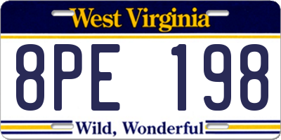 WV license plate 8PE198
