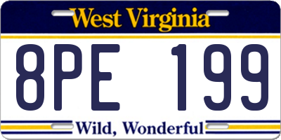 WV license plate 8PE199