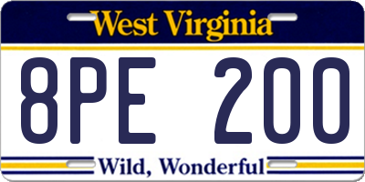WV license plate 8PE200