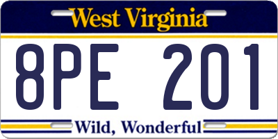 WV license plate 8PE201