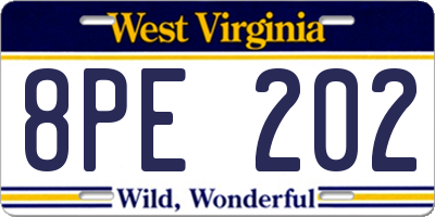 WV license plate 8PE202