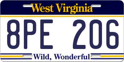 WV license plate 8PE206