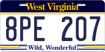 WV license plate 8PE207