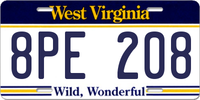 WV license plate 8PE208