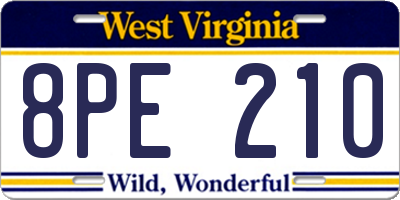 WV license plate 8PE210