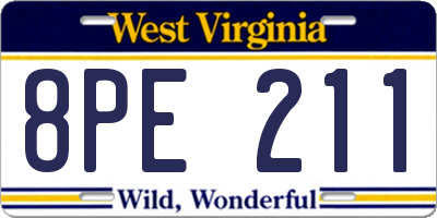 WV license plate 8PE211