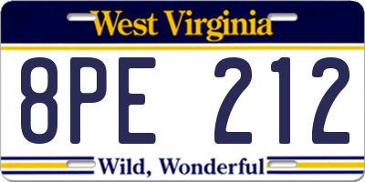 WV license plate 8PE212