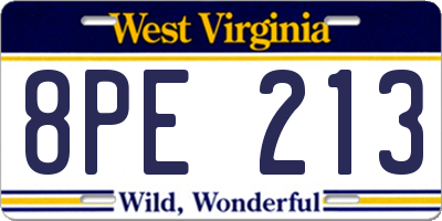 WV license plate 8PE213