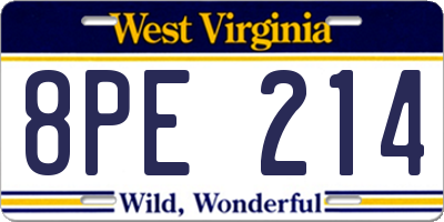 WV license plate 8PE214