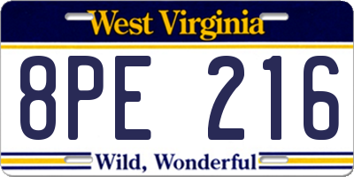 WV license plate 8PE216