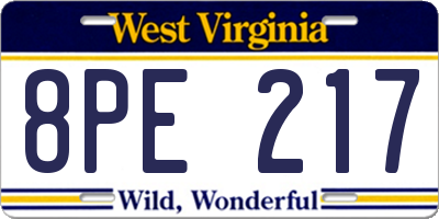 WV license plate 8PE217