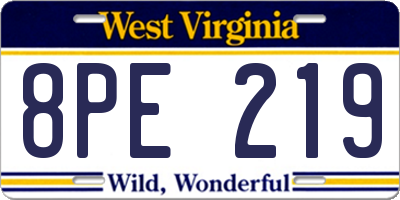 WV license plate 8PE219