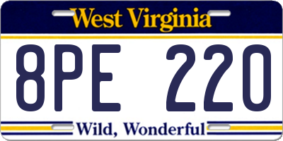 WV license plate 8PE220