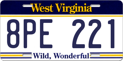 WV license plate 8PE221