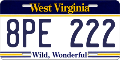 WV license plate 8PE222
