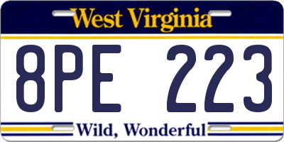 WV license plate 8PE223