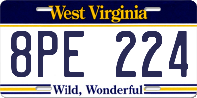 WV license plate 8PE224