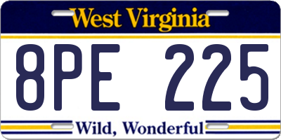 WV license plate 8PE225