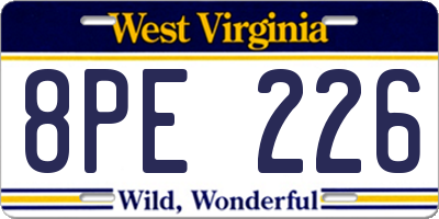 WV license plate 8PE226