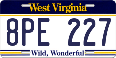 WV license plate 8PE227