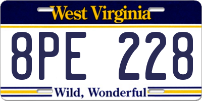 WV license plate 8PE228