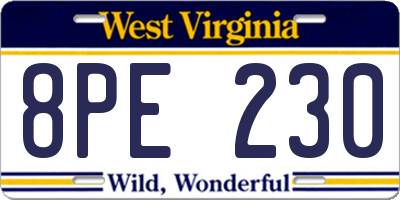 WV license plate 8PE230