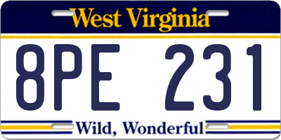 WV license plate 8PE231