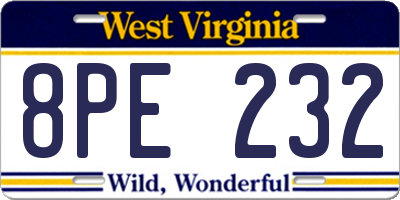 WV license plate 8PE232