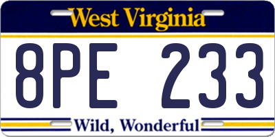 WV license plate 8PE233