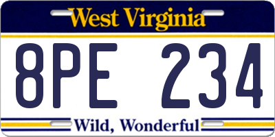 WV license plate 8PE234