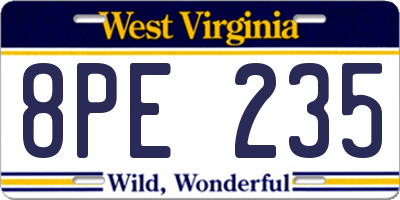 WV license plate 8PE235