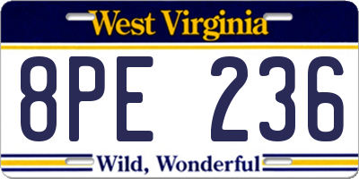 WV license plate 8PE236