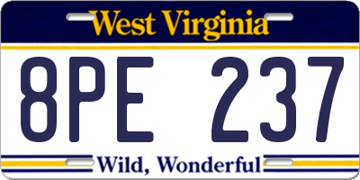 WV license plate 8PE237