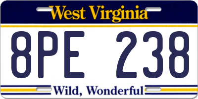 WV license plate 8PE238