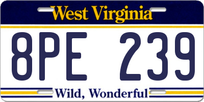 WV license plate 8PE239