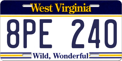 WV license plate 8PE240